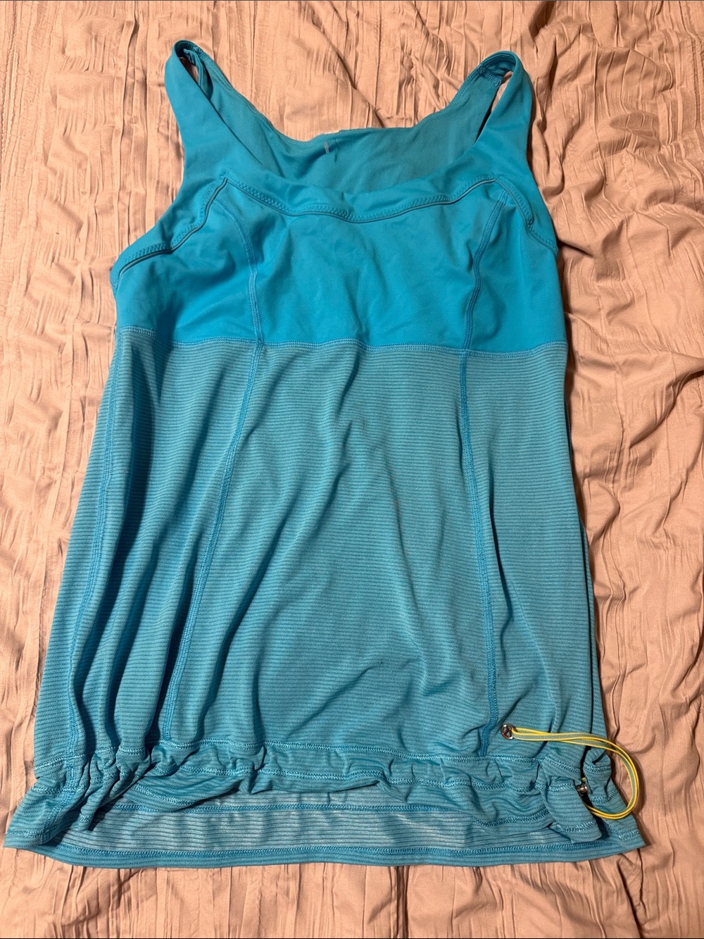 lululemon athletica turquoise blue tank with cinch hem